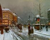 Place de Clichy in Winter - 爱德华·科尔特斯